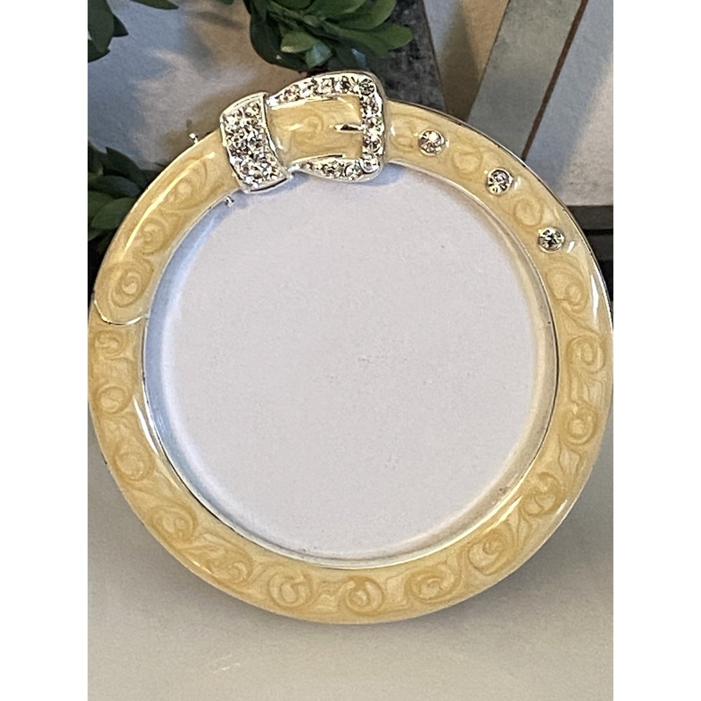 Philip Whitney Embellished Yellow Enamel and Rhinestone‎ Small Photo Frame 3"x3"
